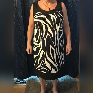 Alyx Black and White Zebra Print Midi Dress